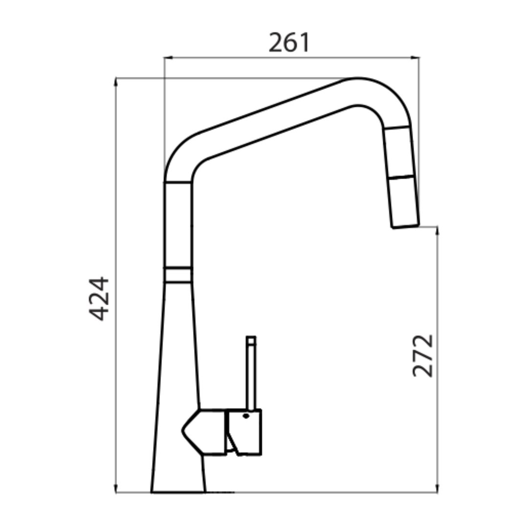 Oliveri Essente 316 Stainless Steel Square Goose Neck Pull Out Mixer - Gunmetal SS31675-GM