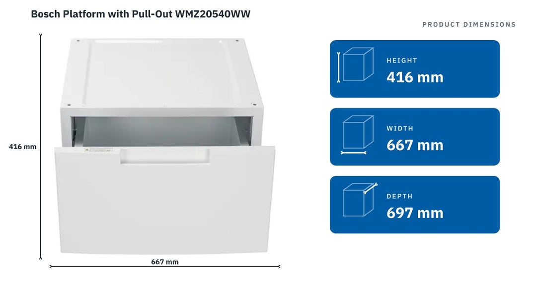 Bosch Platform with Pull-Out WMZ20540WW — product dimensions