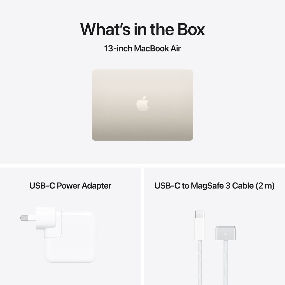 Apple 13" MacBook Air M5 chip with 10‑core CPU and 8‑core GPU, 16GB, 512GB SSD - Starlight MDHA4X/A
