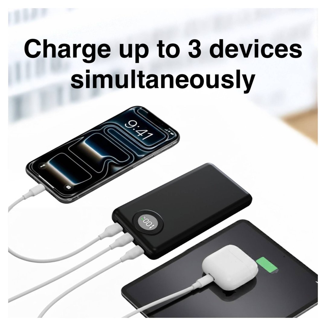 Laser 10000mAh Powerbank with LED Display Black PB-10K25BK-861