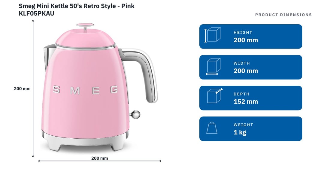 Smeg Mini Kettle 50's Retro Style - Pink KLF05PKAU