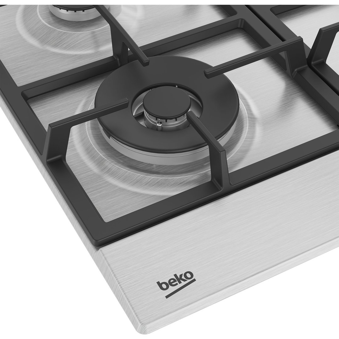 Beko 60cm 4 Burner Gas Cooktop Stainless Steel BCT60GX1