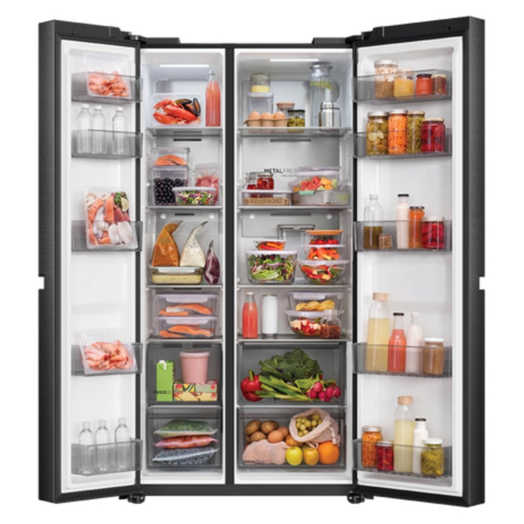 Haier 666L 500 Series, Side-by-Side Refrigerator Freezer, Black HRF650XC