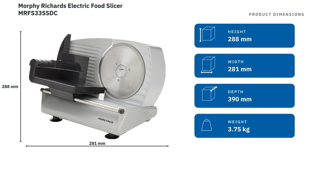 Morphy Richards Electric Food Slicer MRFS33SSDC — product dimensions