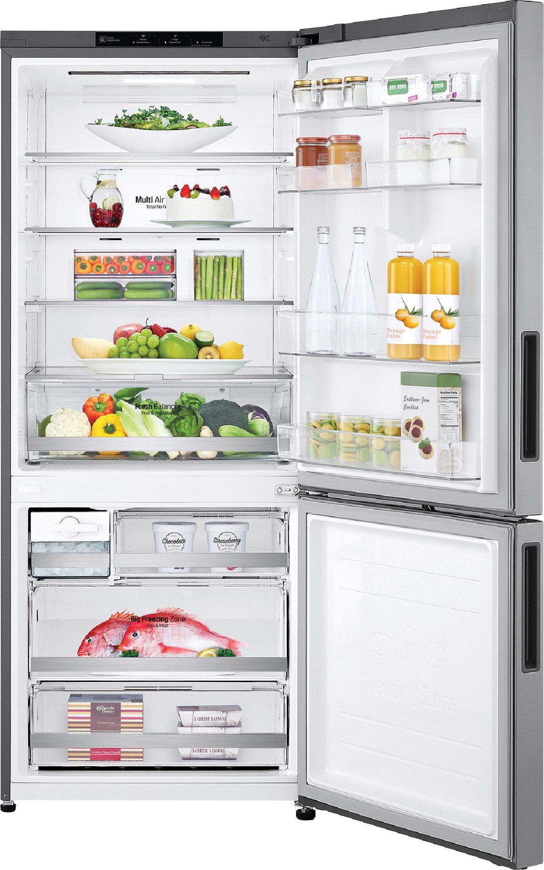 LG 420L Bottom Mount Fridge Platinum GB455PL