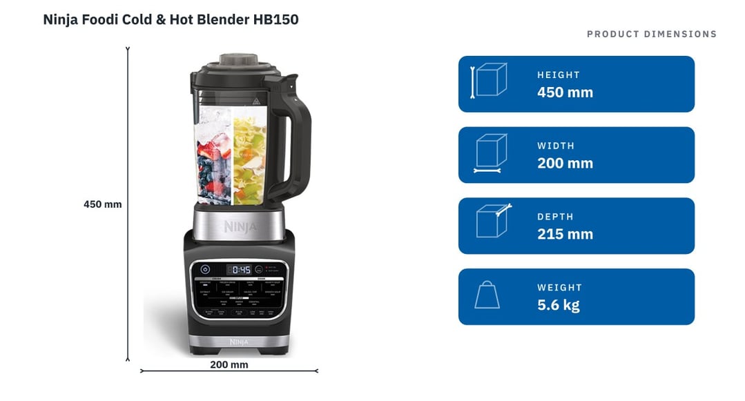 Ninja Foodi Cold & Hot Blender HB150 — product dimensions