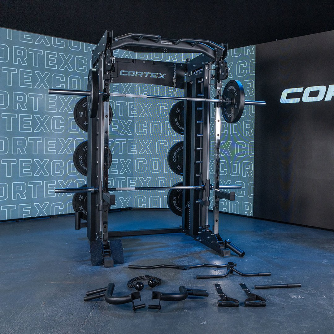 CORTEX SM-26 6-in-1 Power Rack with Dual Stack Smith & Cable Machine in a studio