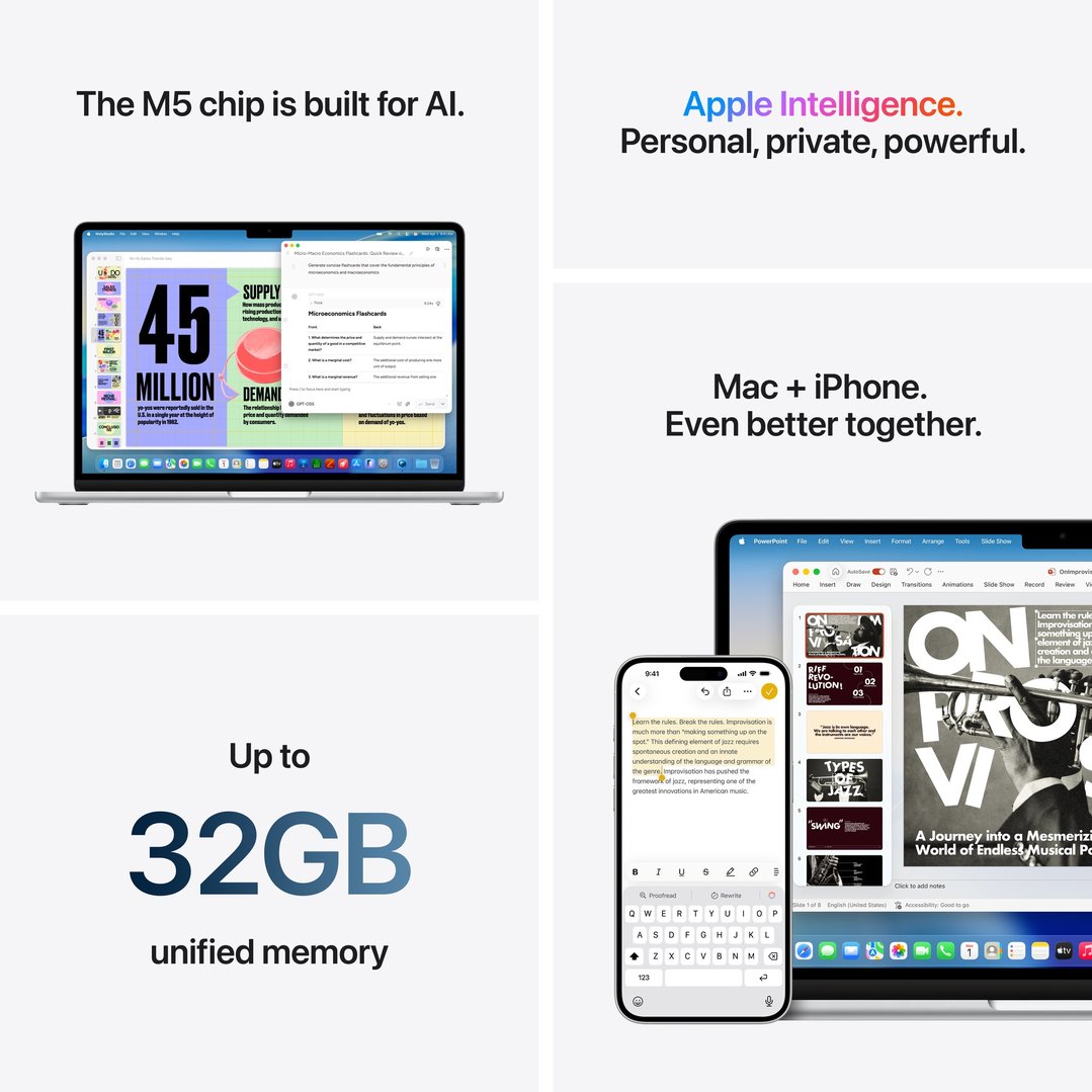 Apple 13" MacBook Air M5 chip with 10‑core CPU and 10‑core GPU, 24GB, 1TB SSD - Midnight MDHG4X/A