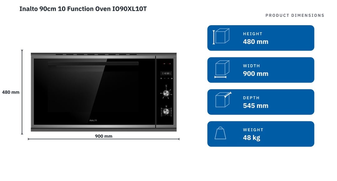 Inalto 90cm 10 Function Oven IO90XL10T — product dimensions