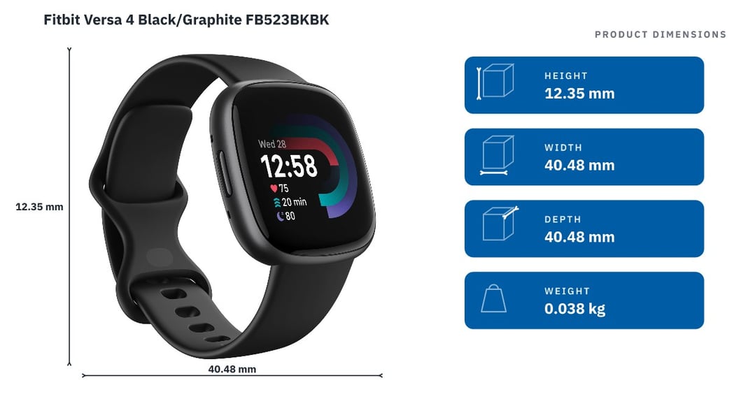 Fitbit Versa 4 Black/Graphite FB523BKBK - Bing Lee