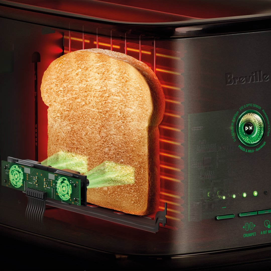Breville the Eye Q 850 Auto 2 Slice Toaster - Black Truffle BTA850BTR