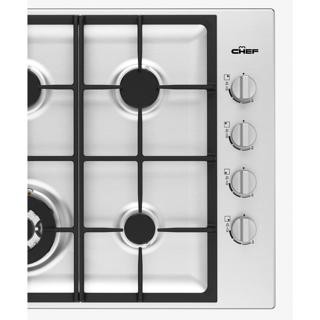 Chef 60cm 4 Burner Gas Cooktop Stainless Steel. CHG644SC