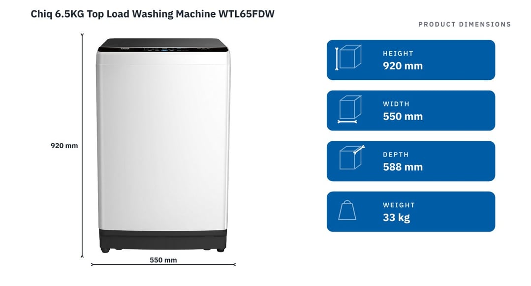 Chiq 6.5KG Top Load Washing Machine WTL65FDW