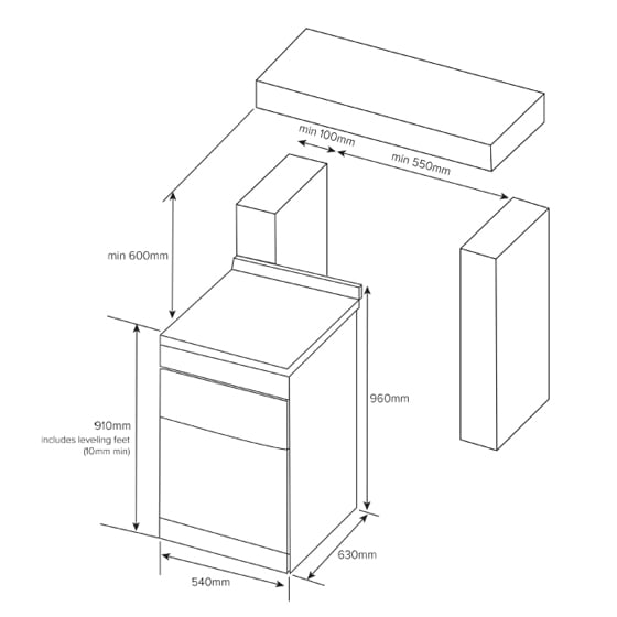Euromaid 54cm Freestanding Electric Oven With Ceramic Cooktop EFS54FC