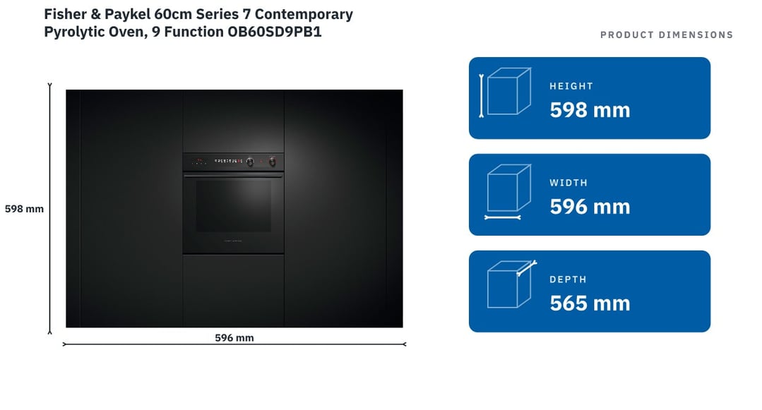 Fisher & Paykel 60cm Series 7 Contemporary Pyrolytic Oven, 9 Function OB60SD9PB1