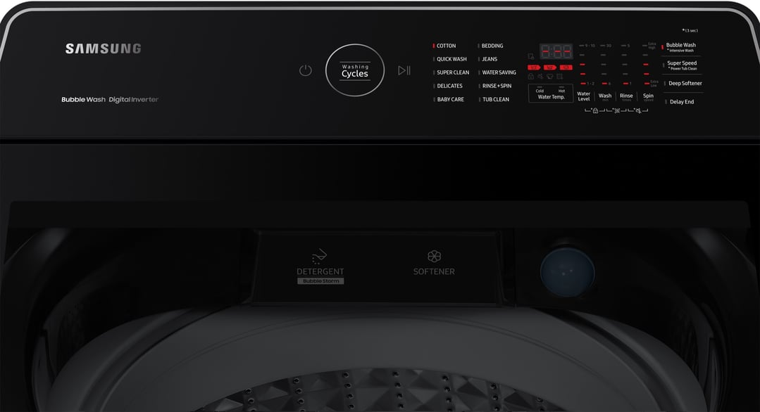 Samsung 9kg Top Load Washer - Black WA90CG6745BV