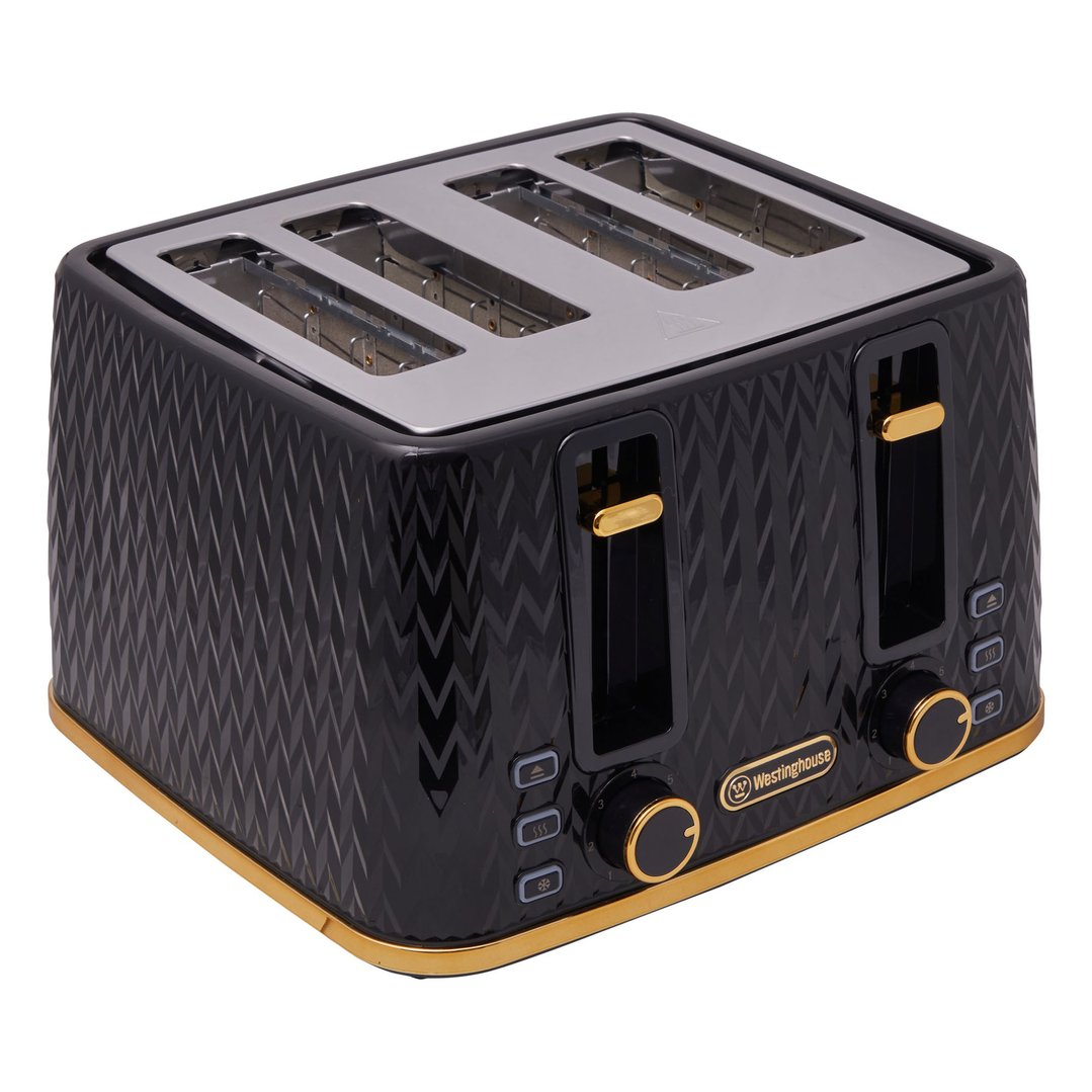 Westinghouse Kettle and Toaster Pack Black Gold 1.7L Kettle, 4 Slice Toaster WHKTPK13KG