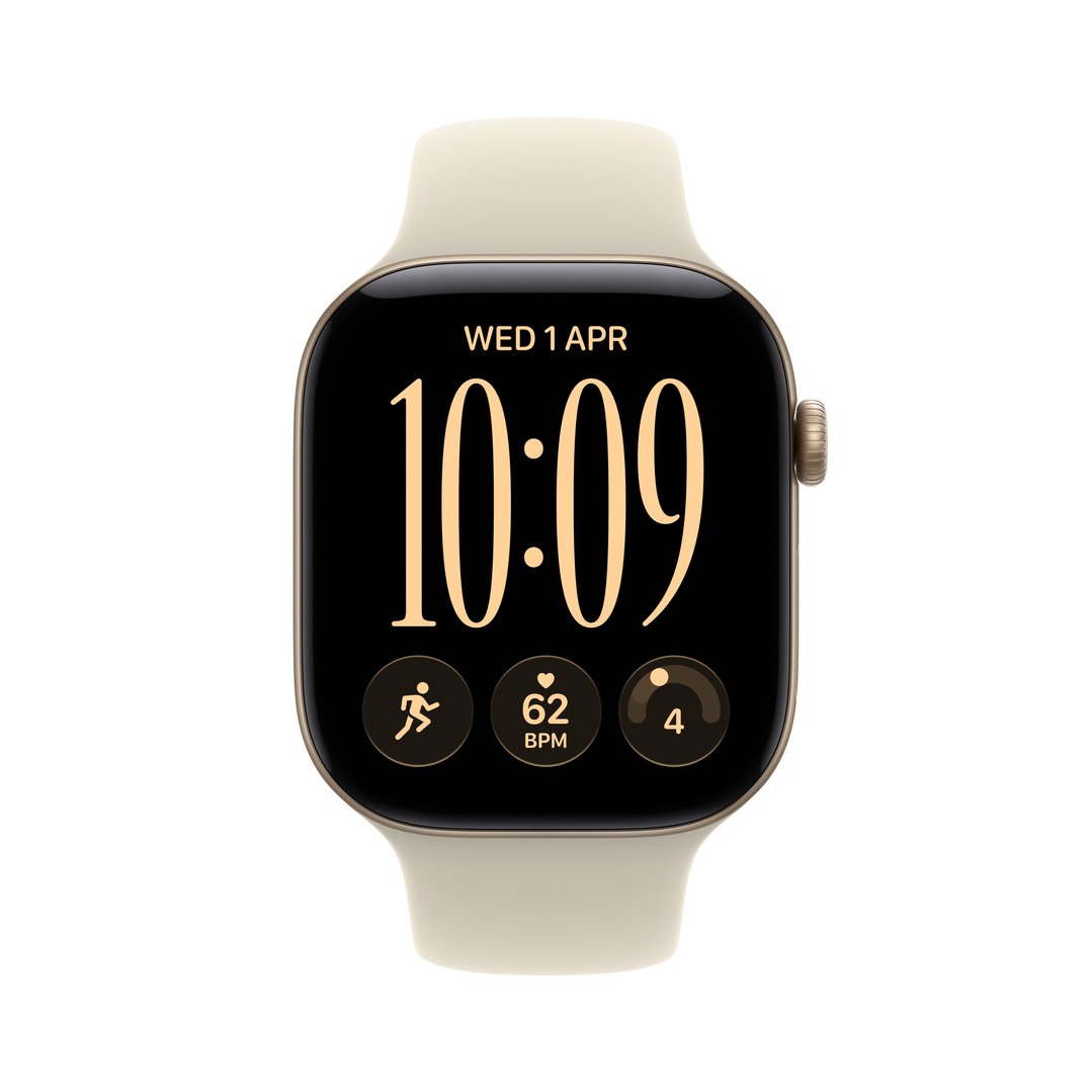 Apple Watch Series 12 GPS + Cellular 46mm Light Gold Aluminum Case with Sand Sport Band - M/L MJGC4X/A