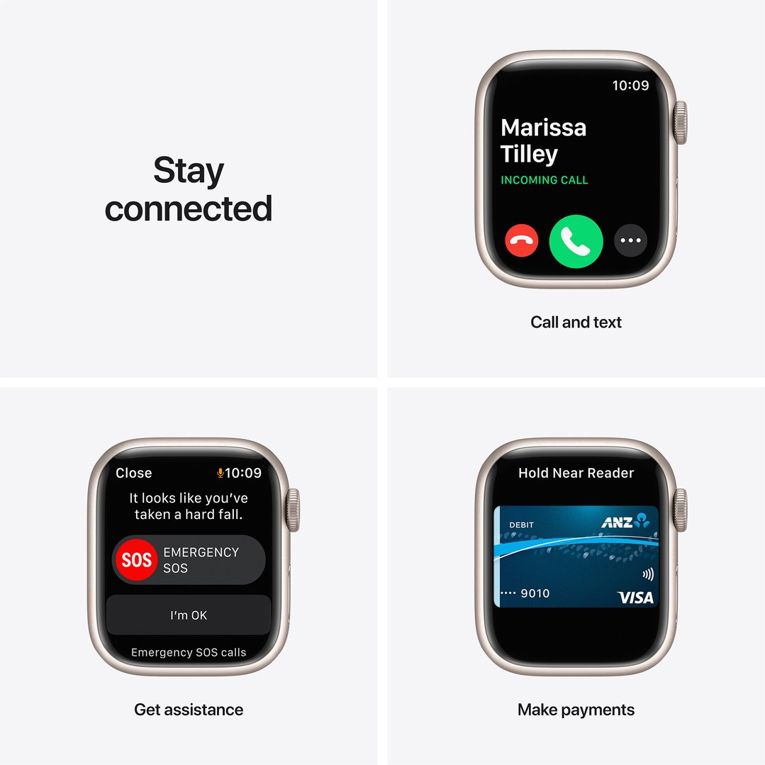 Apple Watch Series 7 (GPS) 45mm Starlight Aluminium Case with Starlight Sport Band MKN63X/A