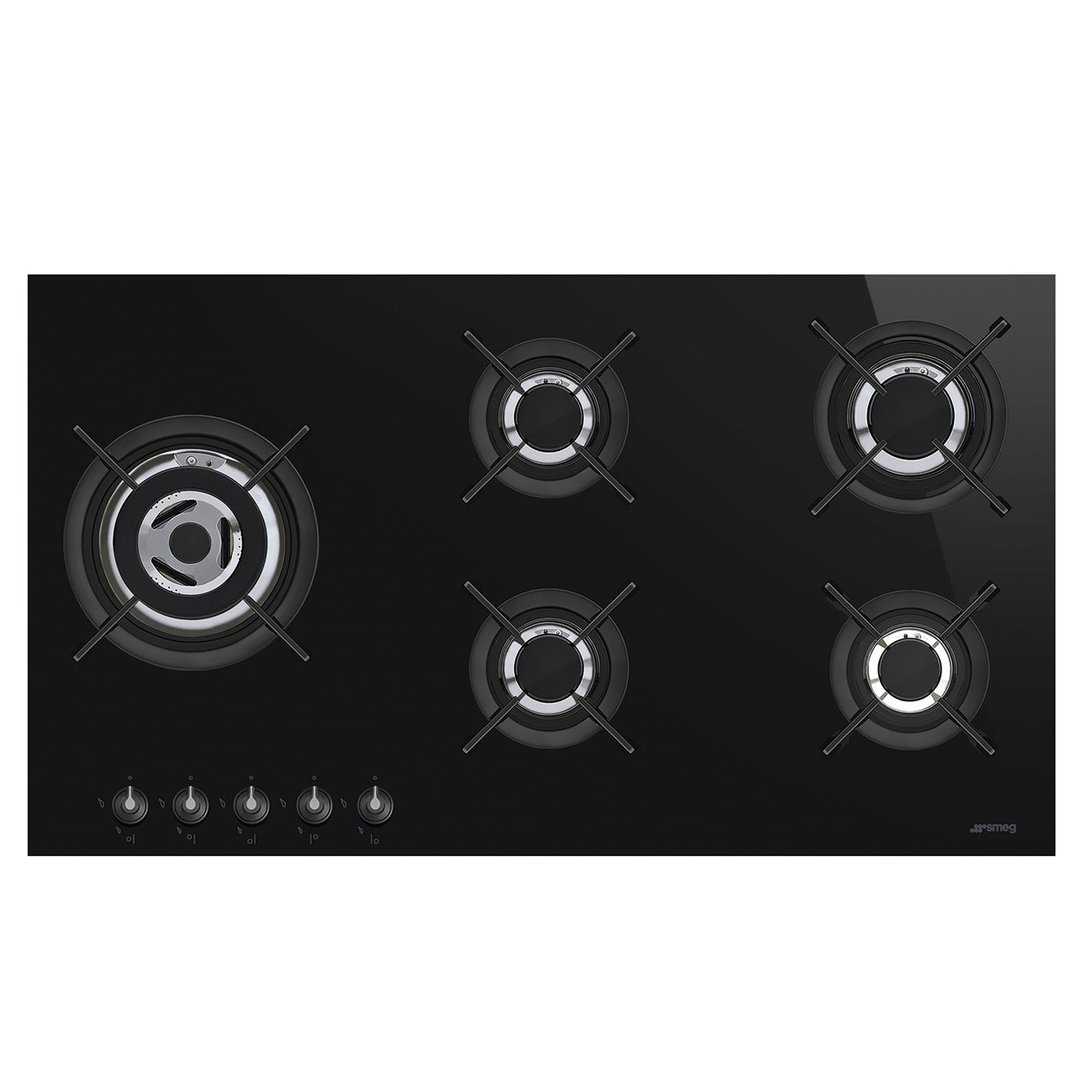 Smeg 90cm Linea Gas On Glass Cooktop Black PV195LCNAU Buy Online with