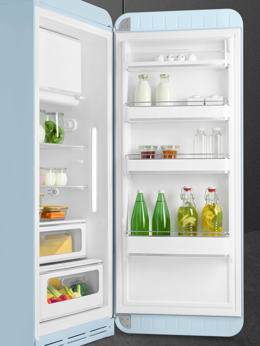 Smeg FAB 28 50’S Style Retro Refrigerator, Right Hand - Pastel Blue FAB28RPB5AU