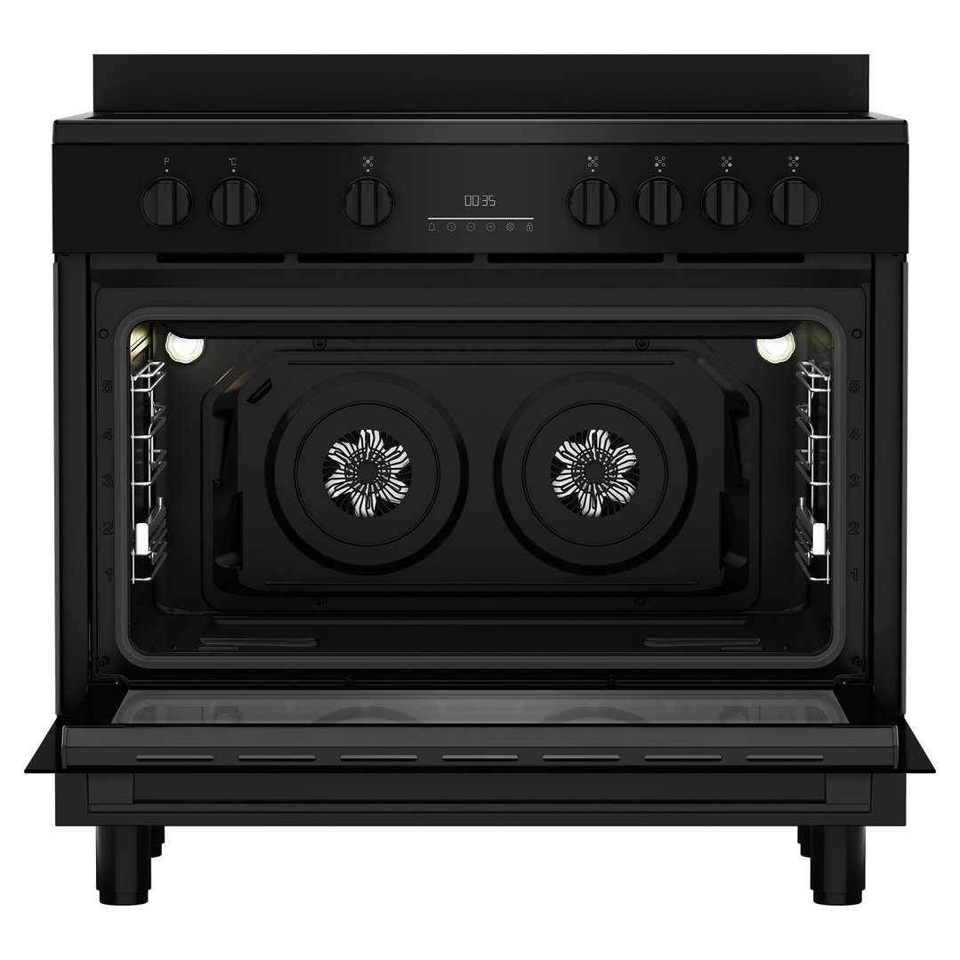 Beko 90cm Black Twin Fan Range Cooker with Ceramic Cooktop BFCB917CMB