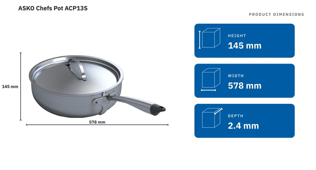 ASKO Chefs Pot ACP13S — product dimensions