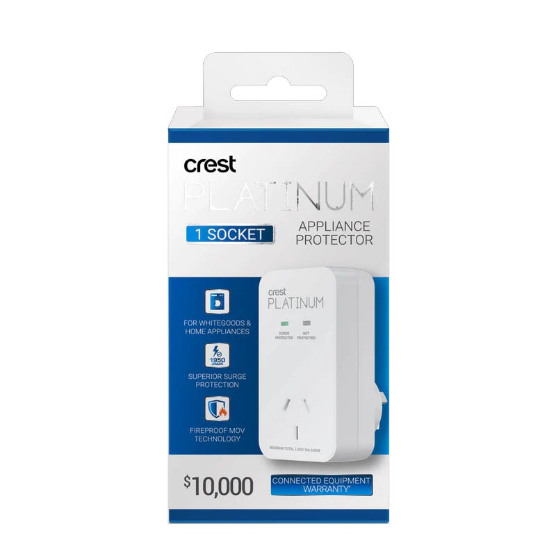 Crest Platinum Surge Protector 1 Socket Power Adaptor PWW14473