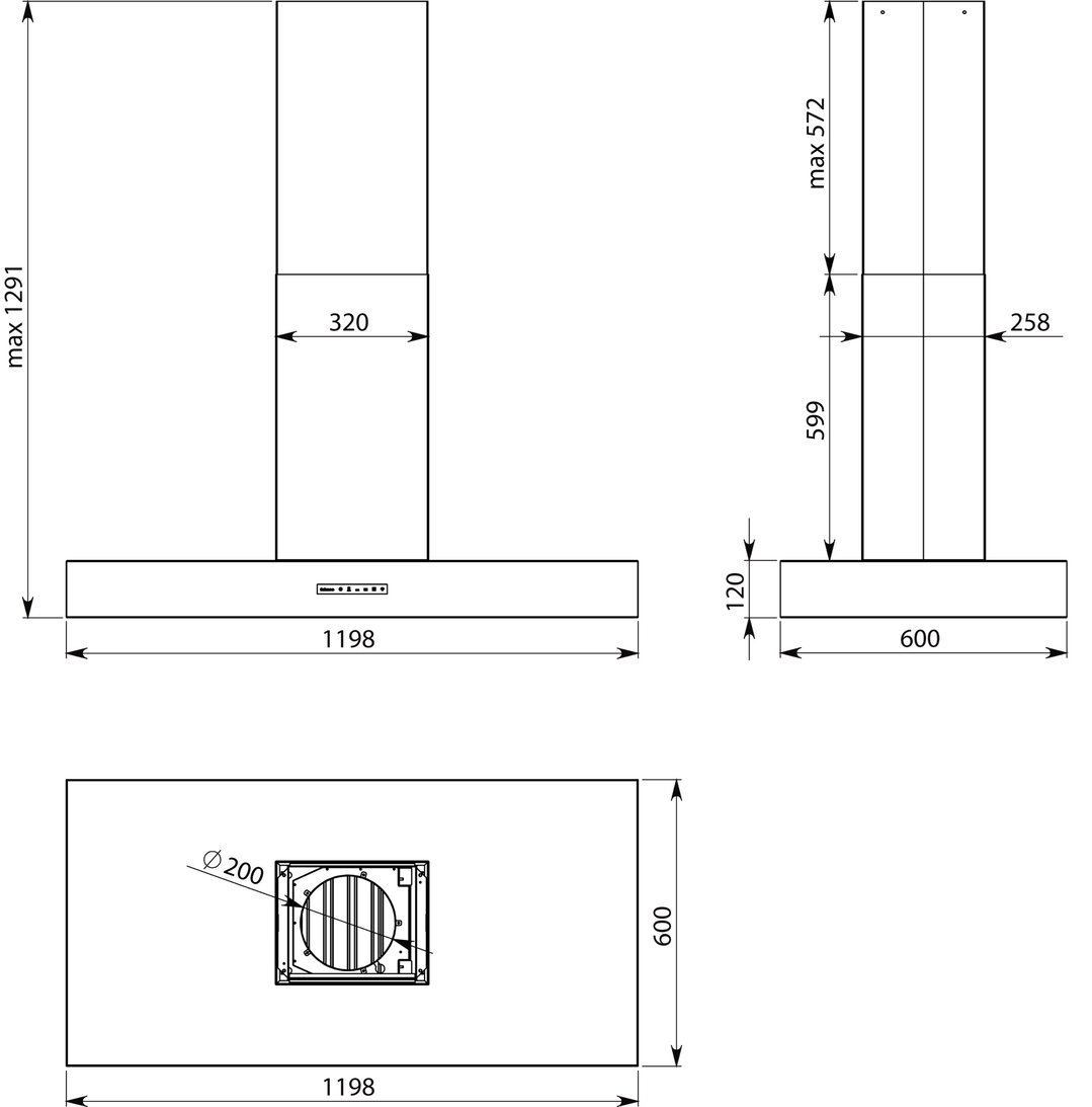 Falmec Trento 120 Island Canopy External Wall Motor F7TN12S1EW2010