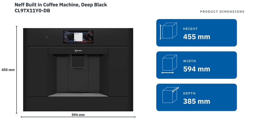 Neff Built in Coffee Machine, Deep Black CL9TX11Y0-DB — product dimensions