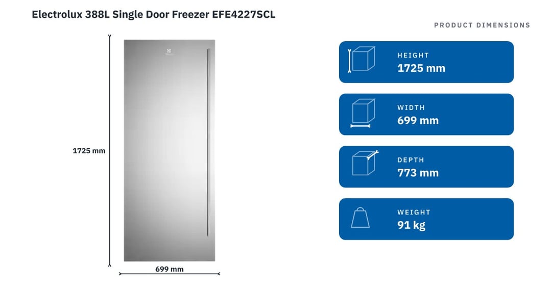 Electrolux 388L Single Door Freezer EFE4227SCL