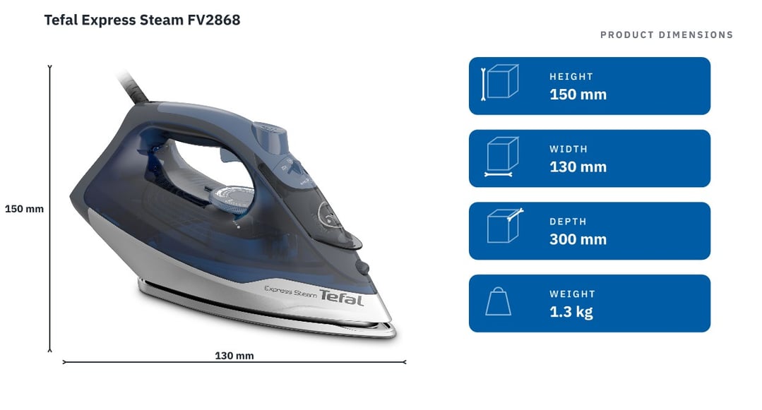 Tefal Express Steam FV2868 — product dimensions