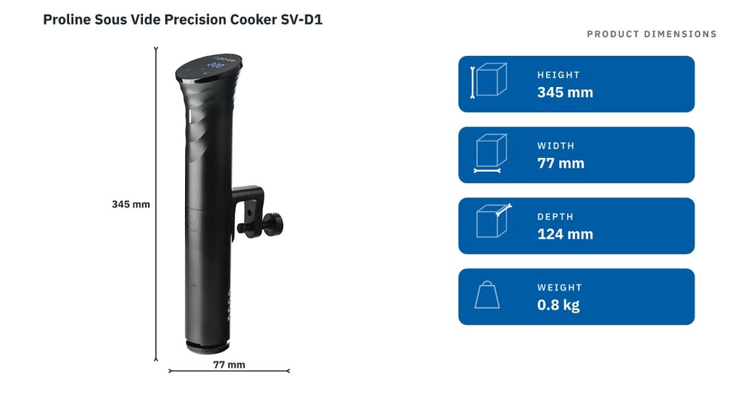 Proline Sous Vide Precision Cooker SV-D1 — product dimensions