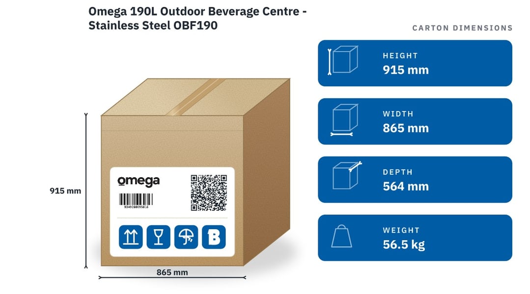 Omega 190L Outdoor Beverage Centre - Stainless Steel OBF190