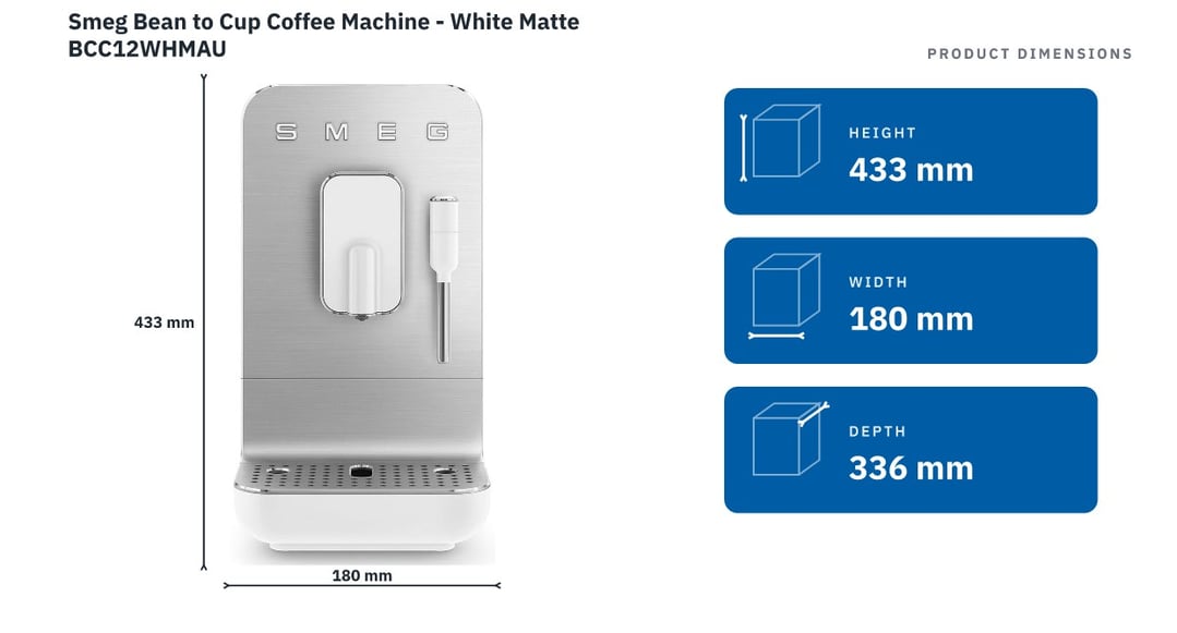 Smeg Bean to Cup Coffee Machine - White Matte BCC12WHMAU