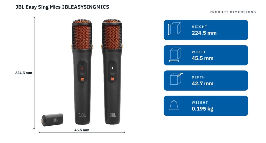 JBL Easy Sing Mics JBLEASYSINGMICS — product dimensions