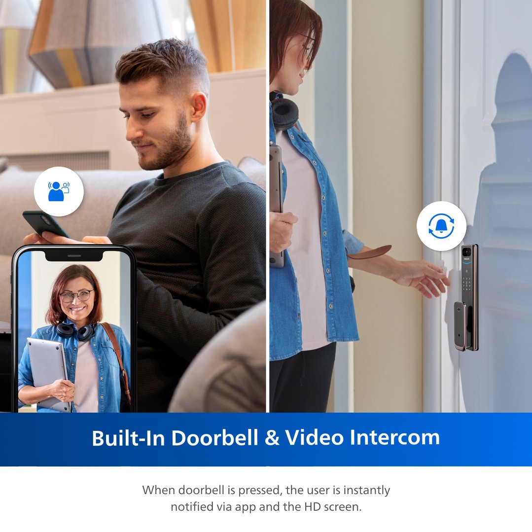 Philips Smart Wi-Fi Remote Video Intercom Mortise Door Lock - Copper ALPHA-VP-5HWS-C