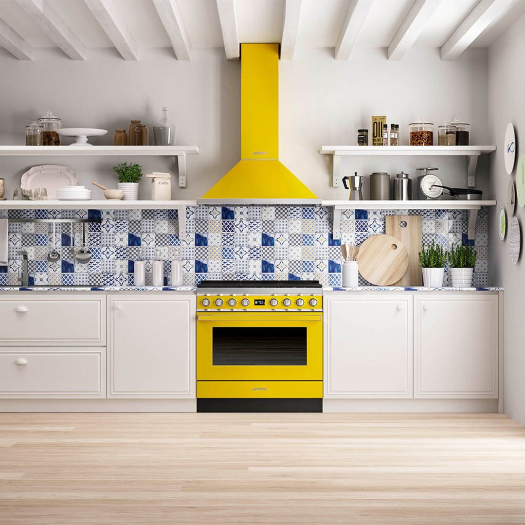 Smeg 90cm Portofino Pyrolytic Freestanding Cooker Sunshine Yellow CPF9GPYWA