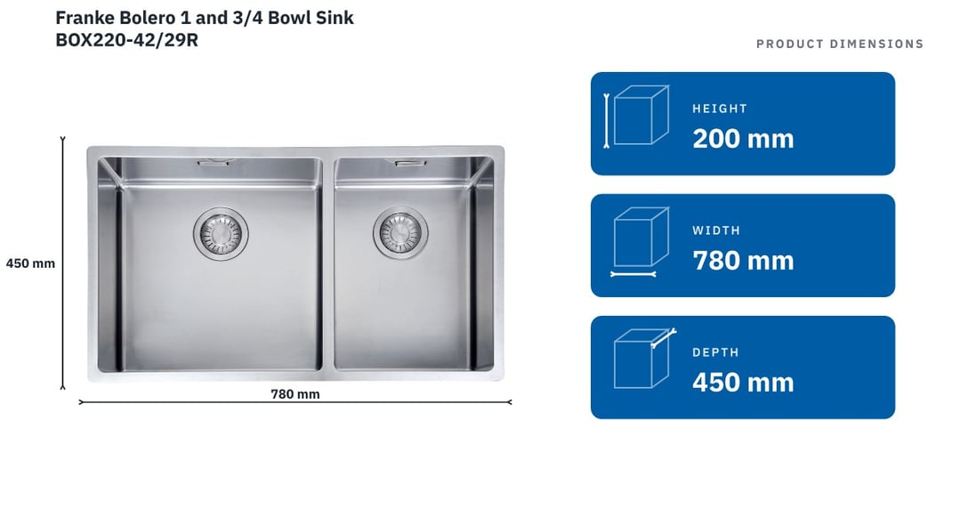 Franke Bolero 1 and 3/4 Bowl Sink BOX220-42/29R
