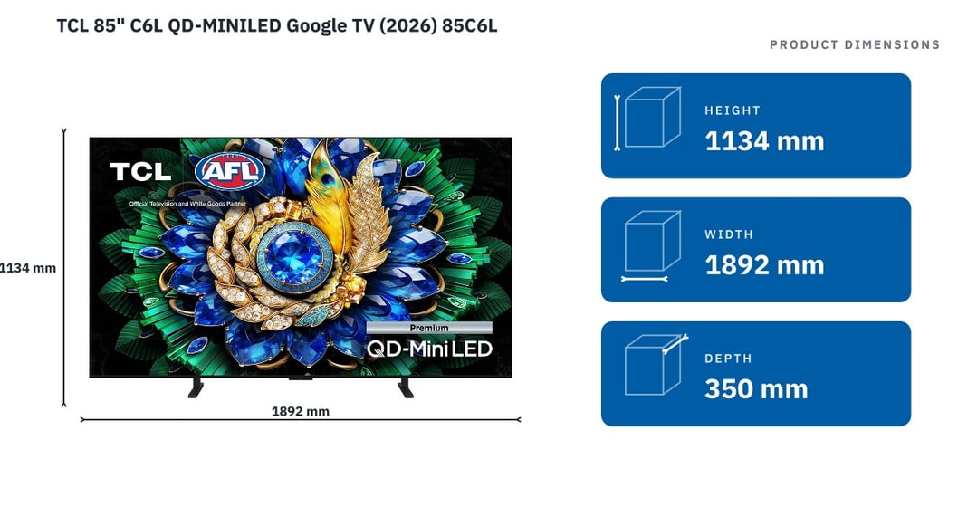 TCL 85" C6L QD-MINILED Google TV (2026) 85C6L