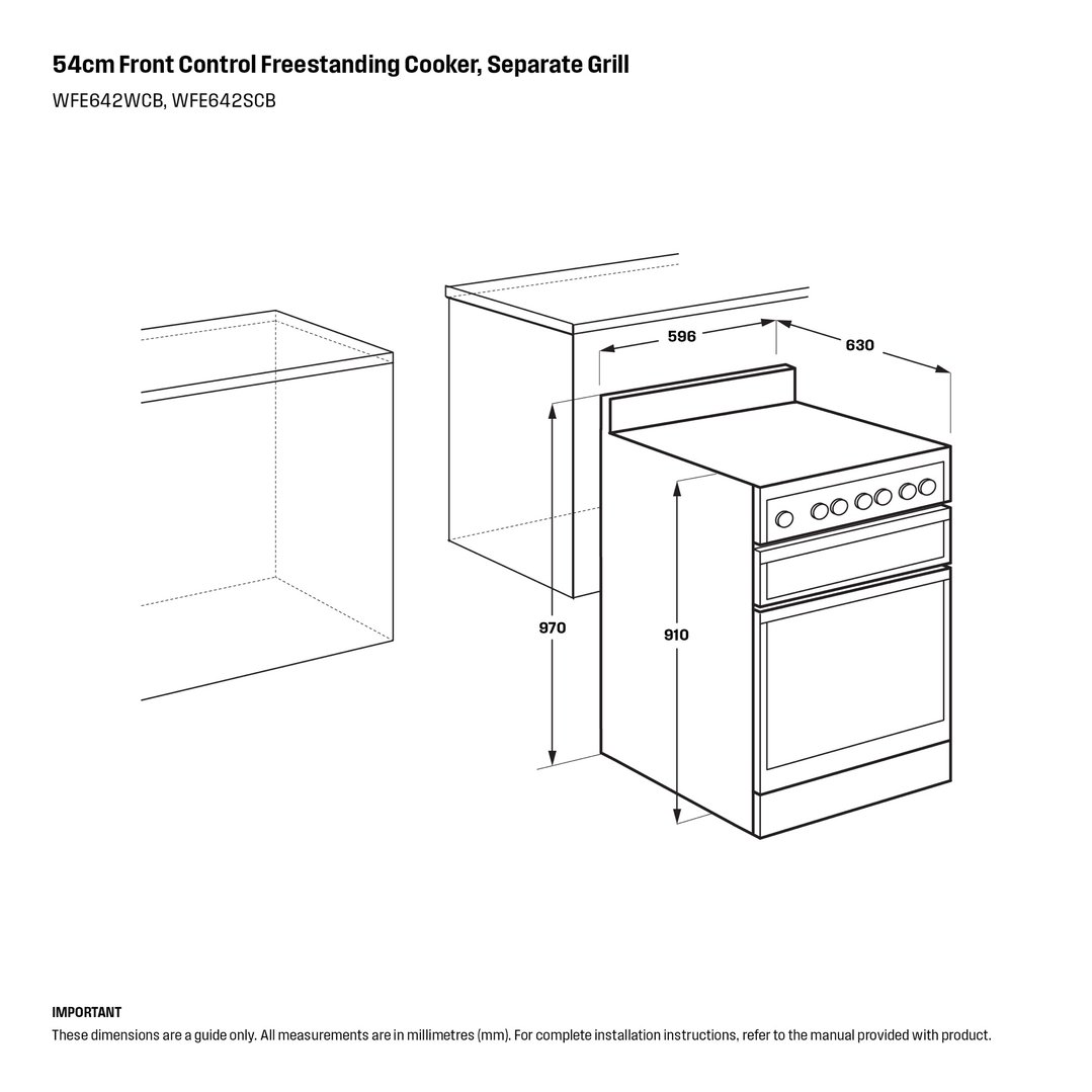 Westinghouse 60cm freestanding electric oven and ceramic cooktop, stainless steel WFE642SCB