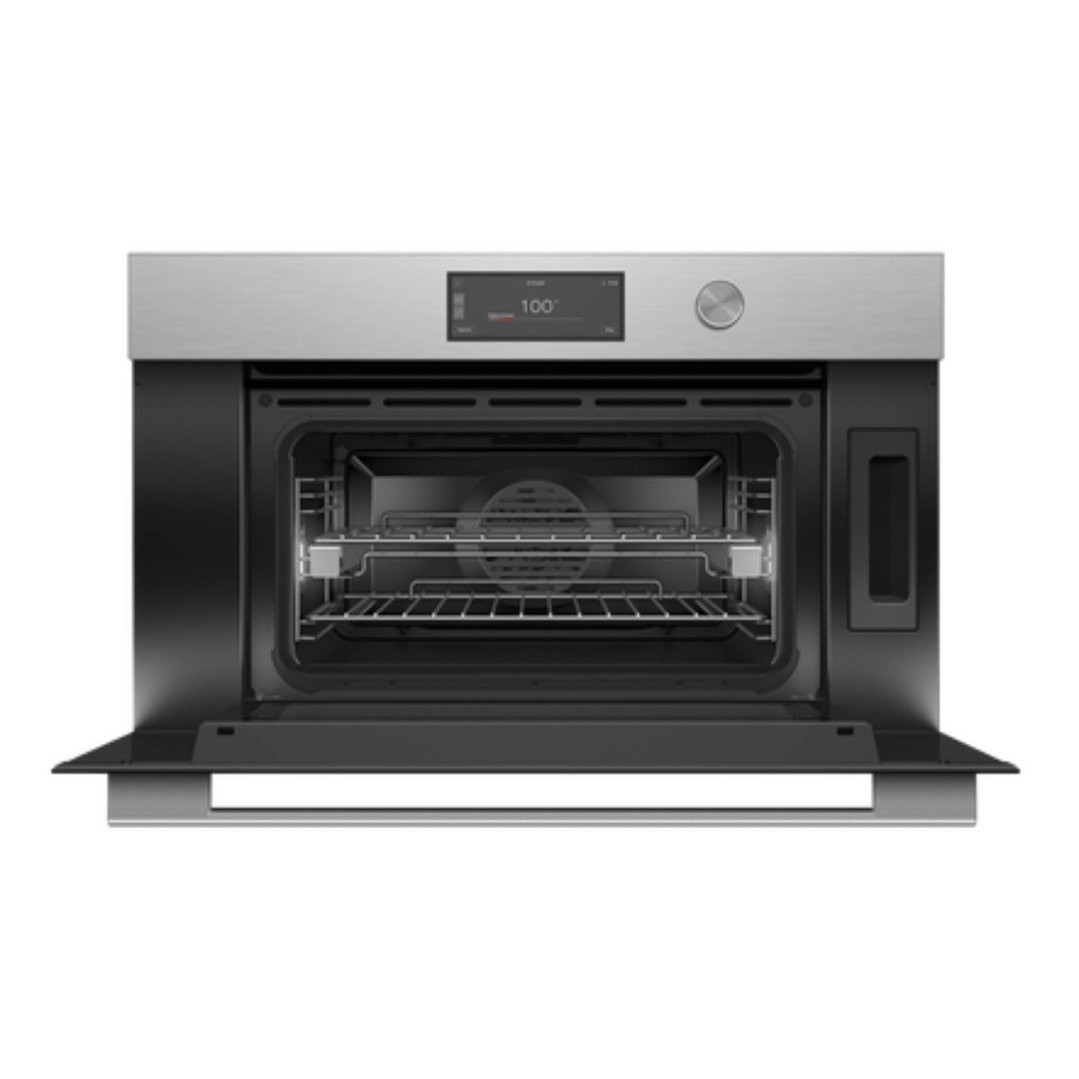 Fisher & Paykel 76cm Series 9, Contemporary Compact Combi-Steam Oven, Brushed Silver Glass OS76NCUDX3