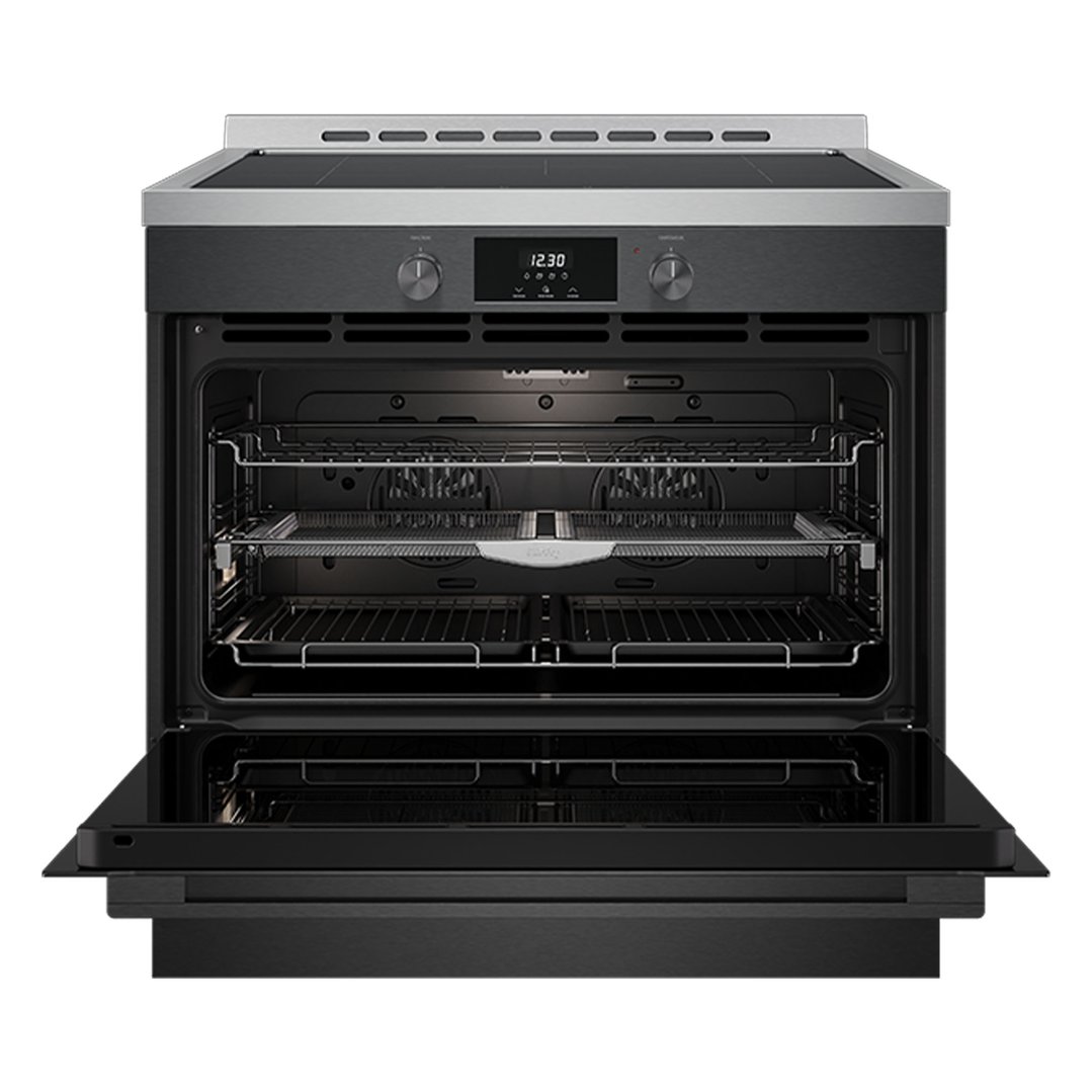 Euromaid 90cm Induction Freestanding Cooker with Air Fry, Dark Stainless Steel EFS9010AINDB