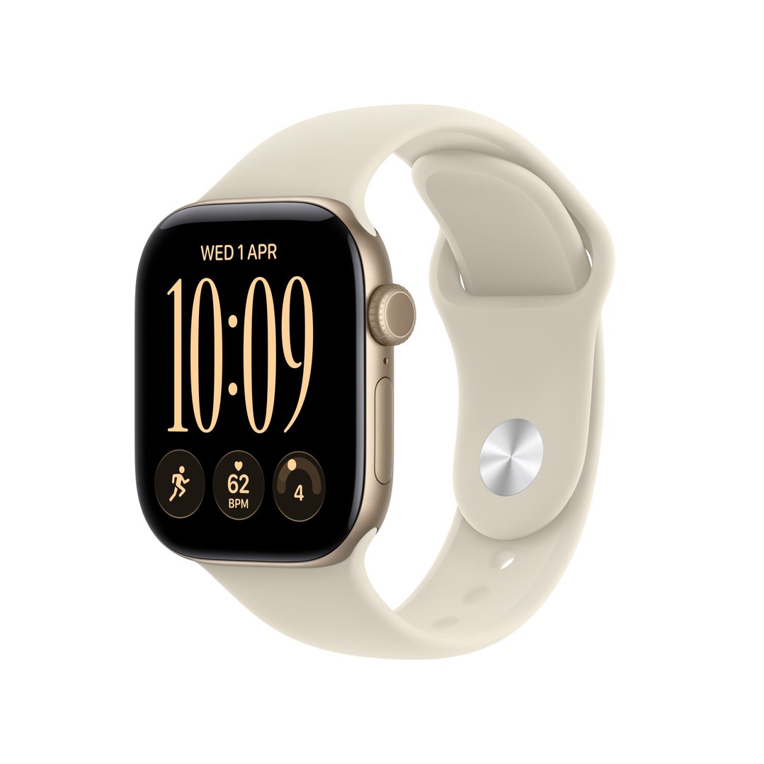 Apple Watch Series 12 GPS + Cellular 42mm Light Gold Aluminum Case with Sand Sport Band - S/M MJG24X/A