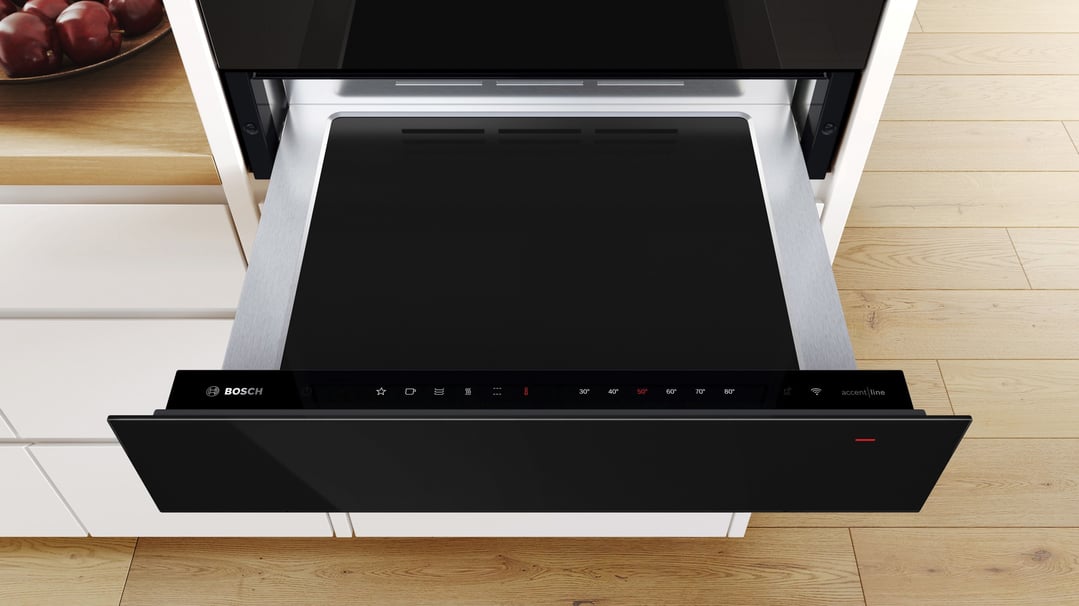 Bosch 140mm Accentline Black Warming Drawer BIC9101B1
