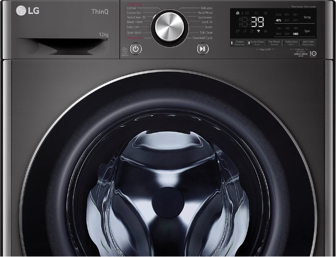 LG 12kg Black Front Load Washing Machine WV9-1412B