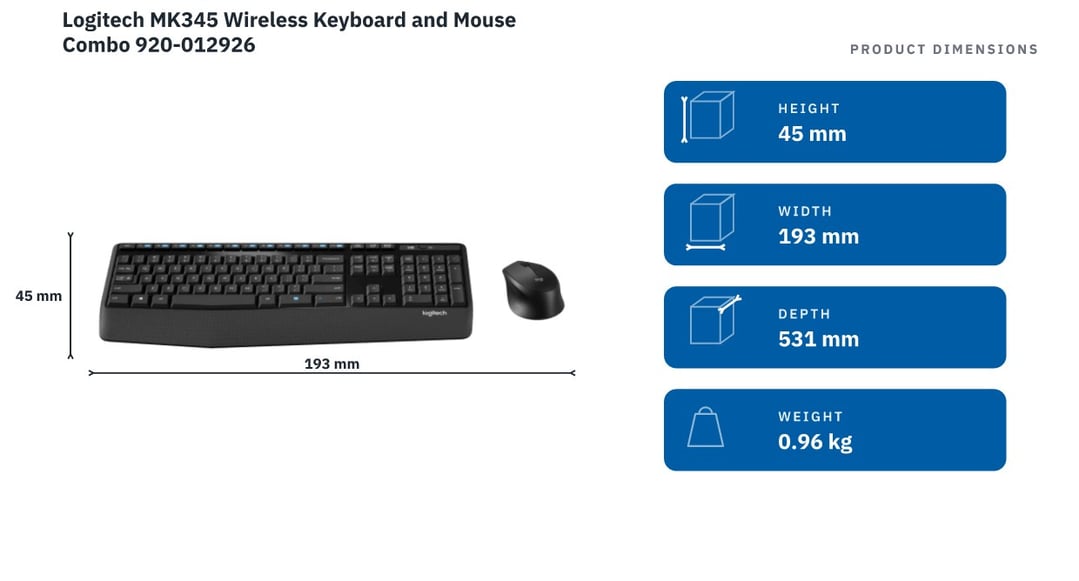 Logitech MK345 Wireless Keyboard and Mouse Combo 920-012926