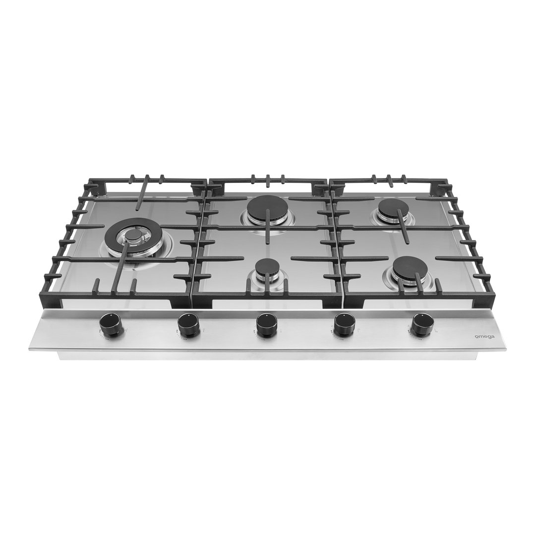Omega 90cm Gas Cooktop - Stainless Steel. OCG905WX