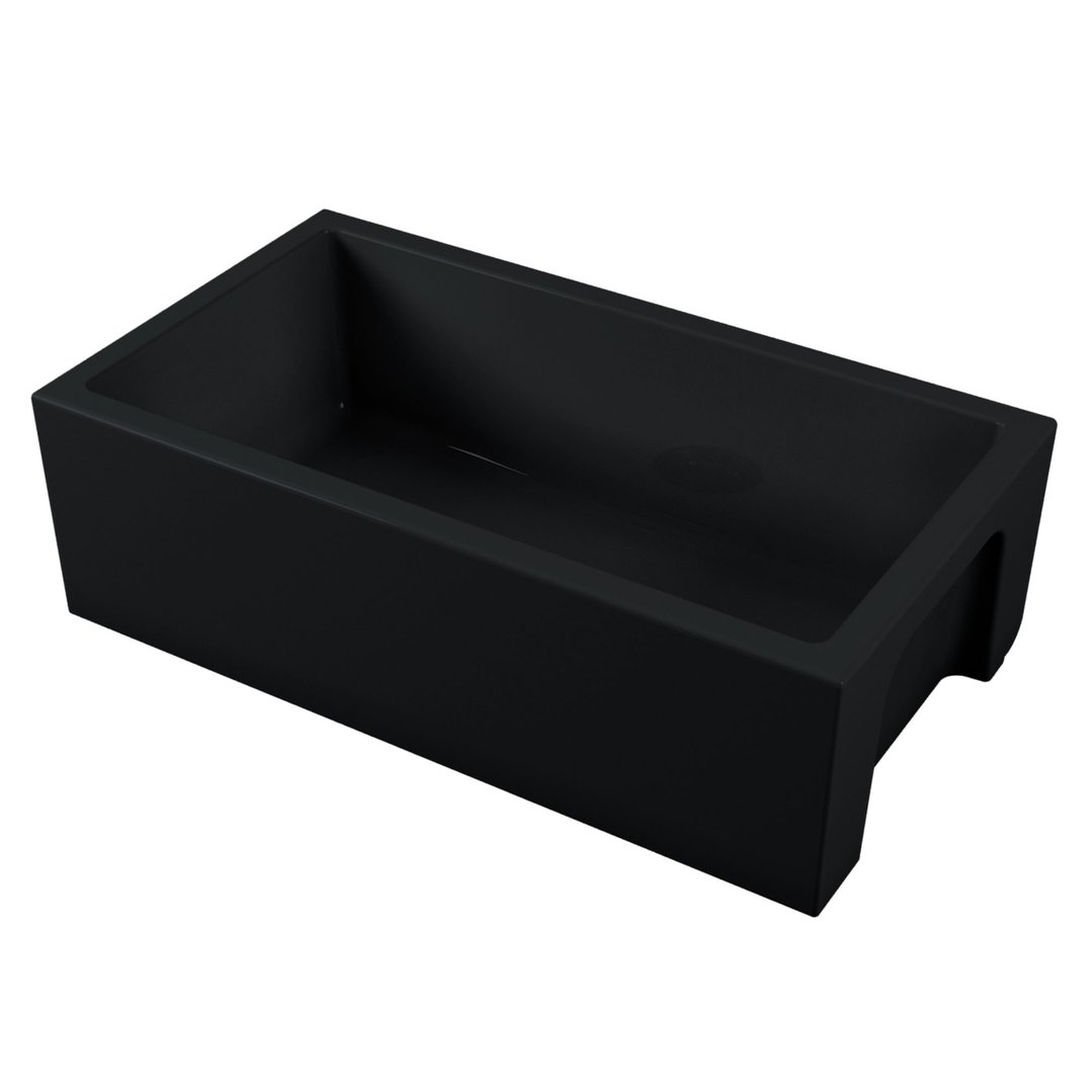 Oliveri Sicily Fireclay Farmhouse Counter Top or Undermount Sink - Matte Black SC-MB1980