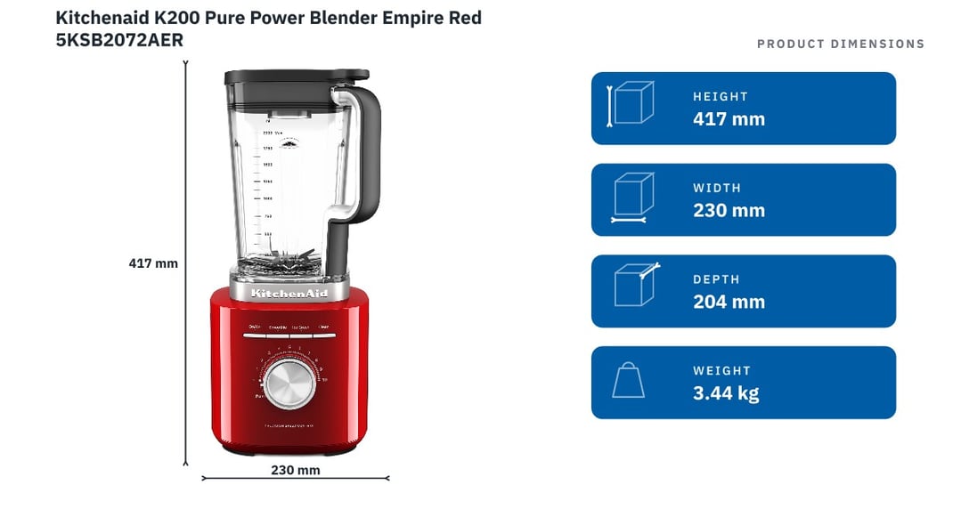 Kitchenaid K200 Pure Power Blender Empire Red 5KSB2072AER